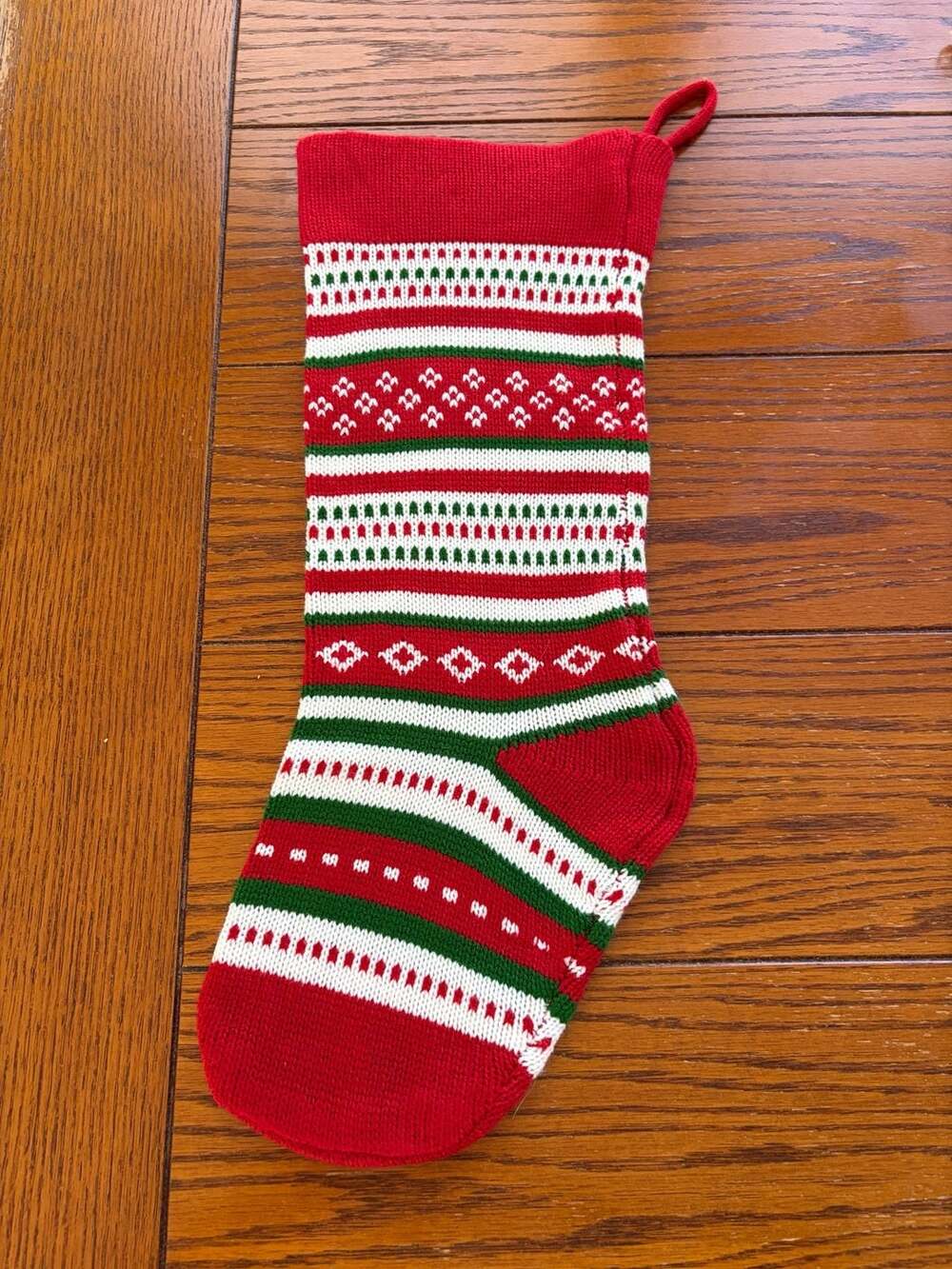 Hobby Lobby Knitted Christmas Stocking Red Green Fair Isle